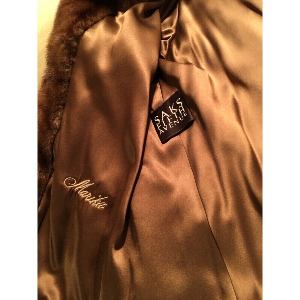 SAKS 5th AVENUE genuine MINK TRAPEZE COAT, “Whiskey”, 3/4 length, Women’s XL - Picture 7 of 10